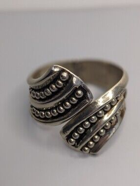 Vintage Alpaca Mexico Silver Tone Cuff Bracelet Boho Raised Bead Design 7"